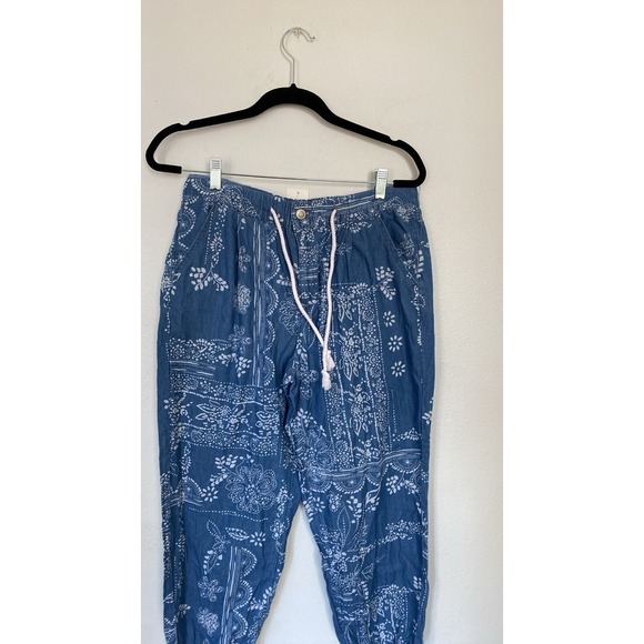 Cato Jogger Pants Womens‎ 12 Blue Bandana Floral Boho Lounge Elastic Festival - Picture 3 of 15
